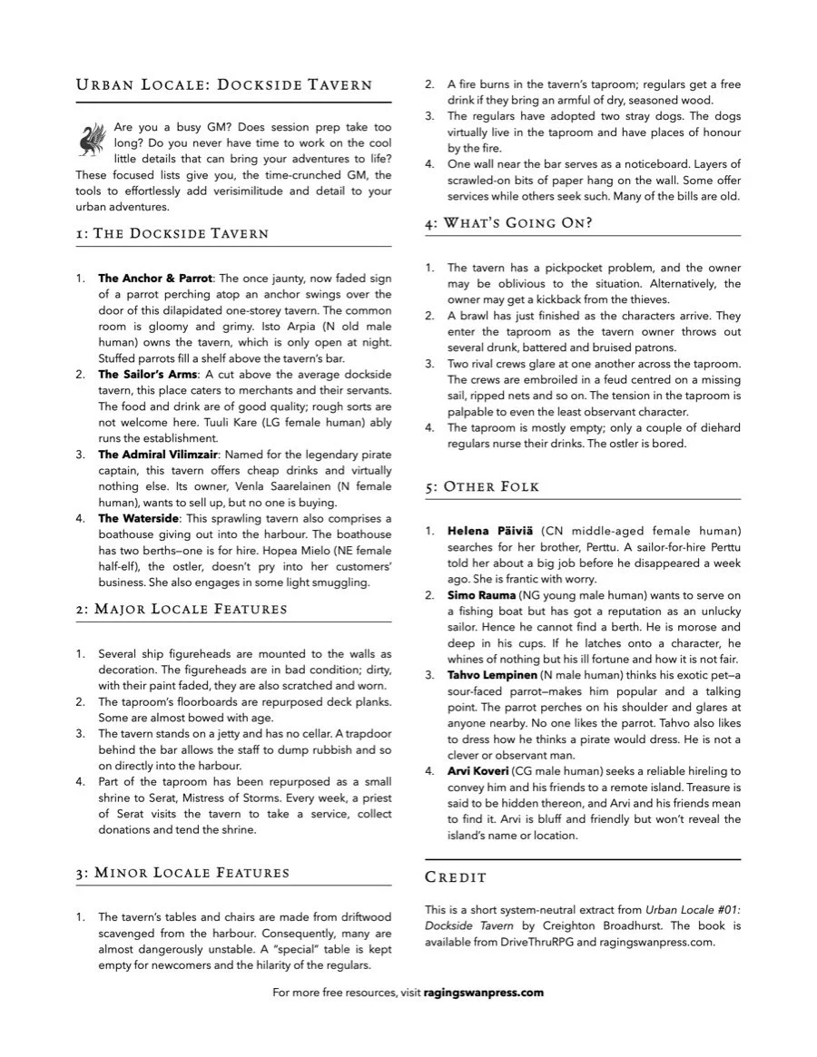 Urban Locales: Dockside Tavern