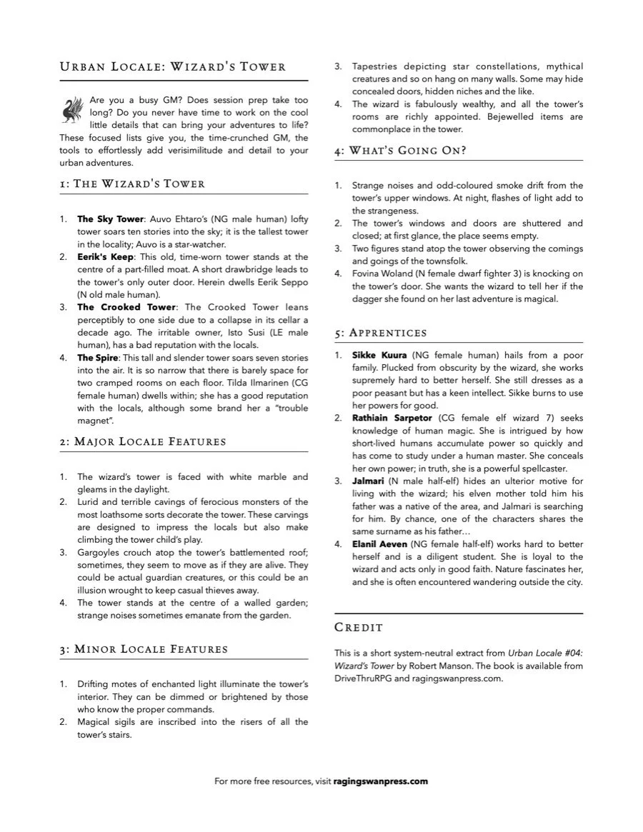 Urban Locales: Wizard's Tower