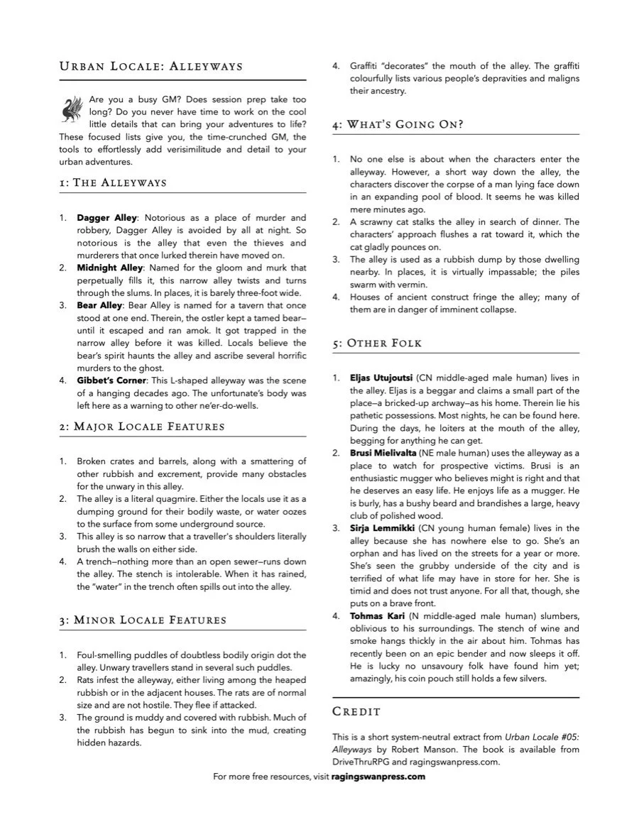 Urban Locales: Alleyways