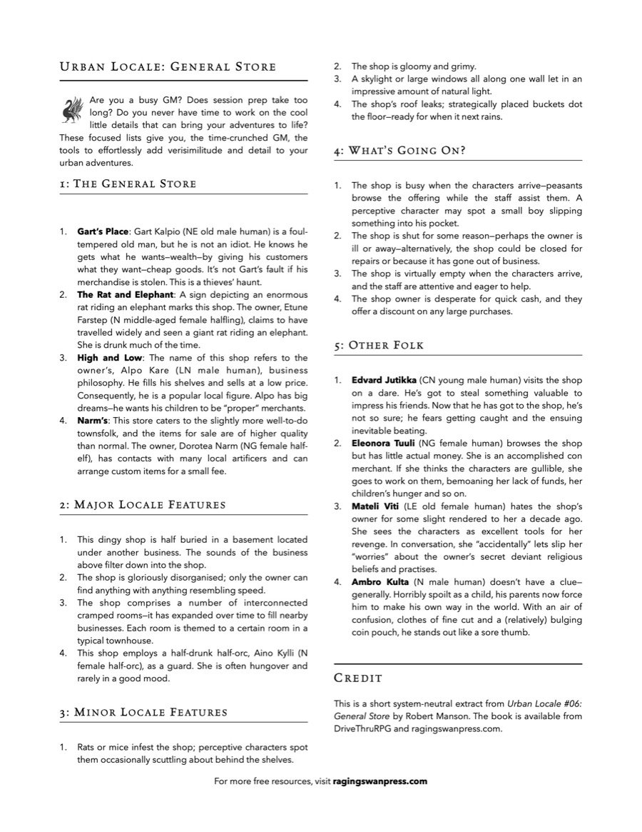 Urban Locales: General Store