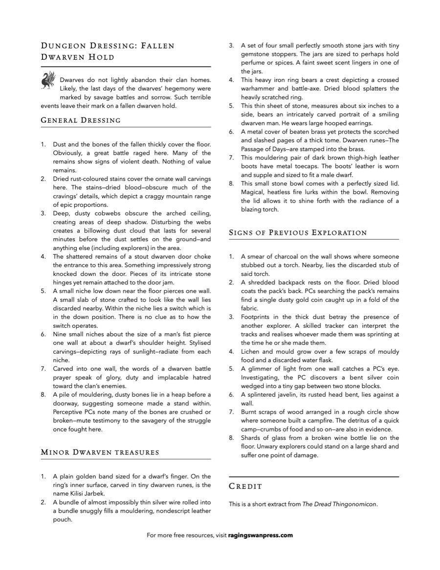 Dungeon Dressing: Fallen Dwarven Hold