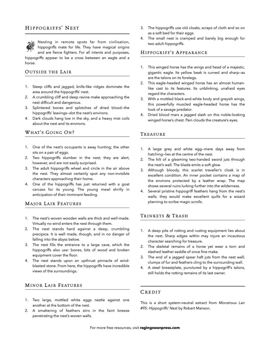 Monstrous Lair: Hippogriffs' Nest