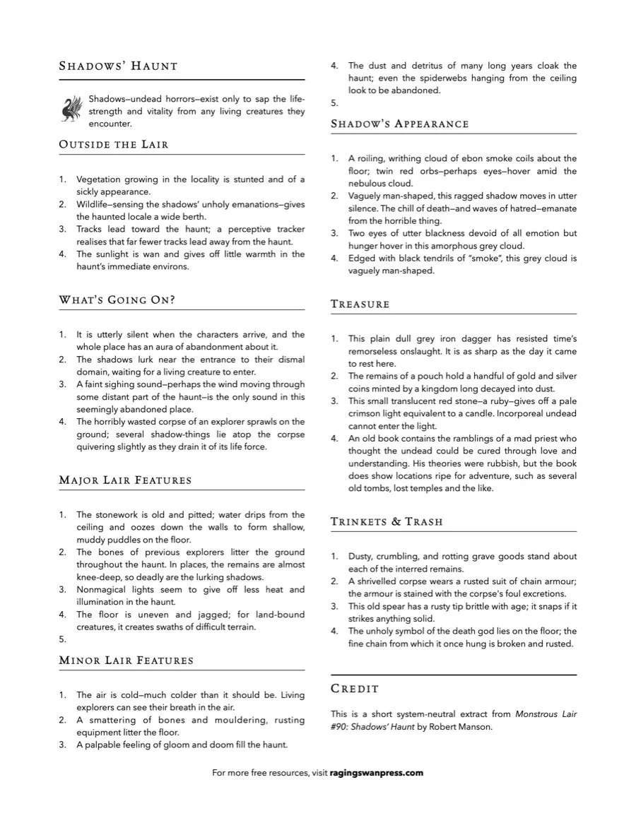 Monstrous Lair: Shadows' Haunt