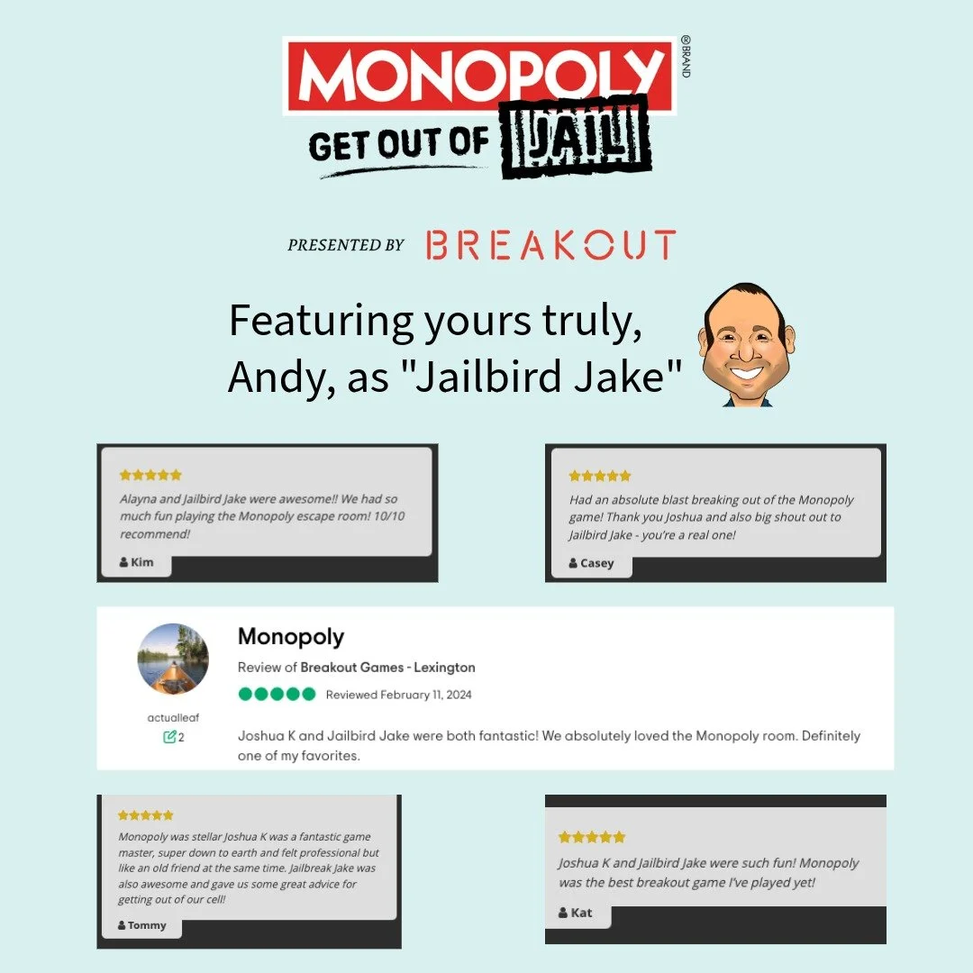 Would you like me to help you get out of jail? 🔐⛓🖇 
Seems like a buncha folks did when they heard me as 'Jailbird Jake' in Breakout Games Monopoly Get Out Of Jail which I voiced a long while back but recently saw the reviews calling out 'Jake'
'J
