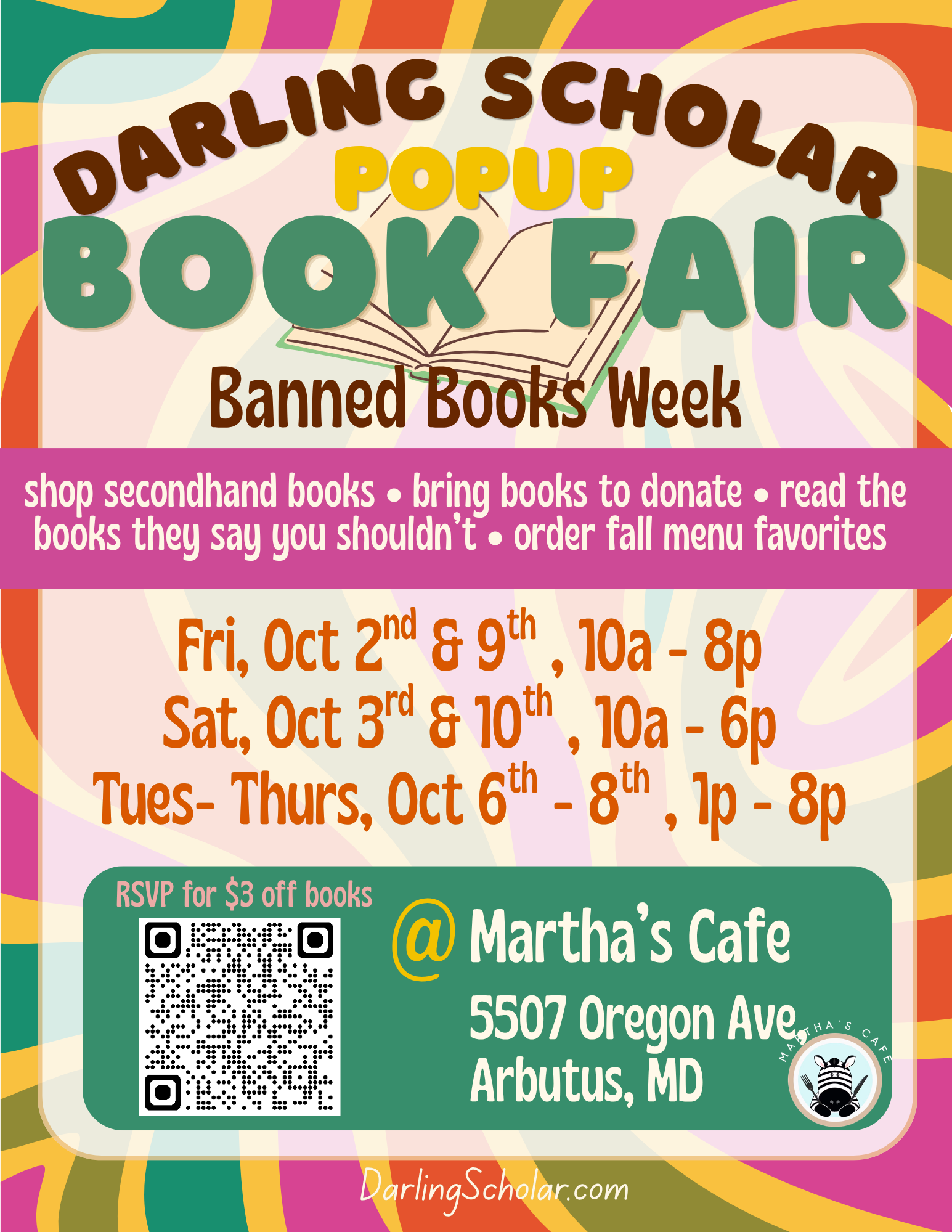 Banned Books Week Pop-Up Book Fair at Martha’s Café
