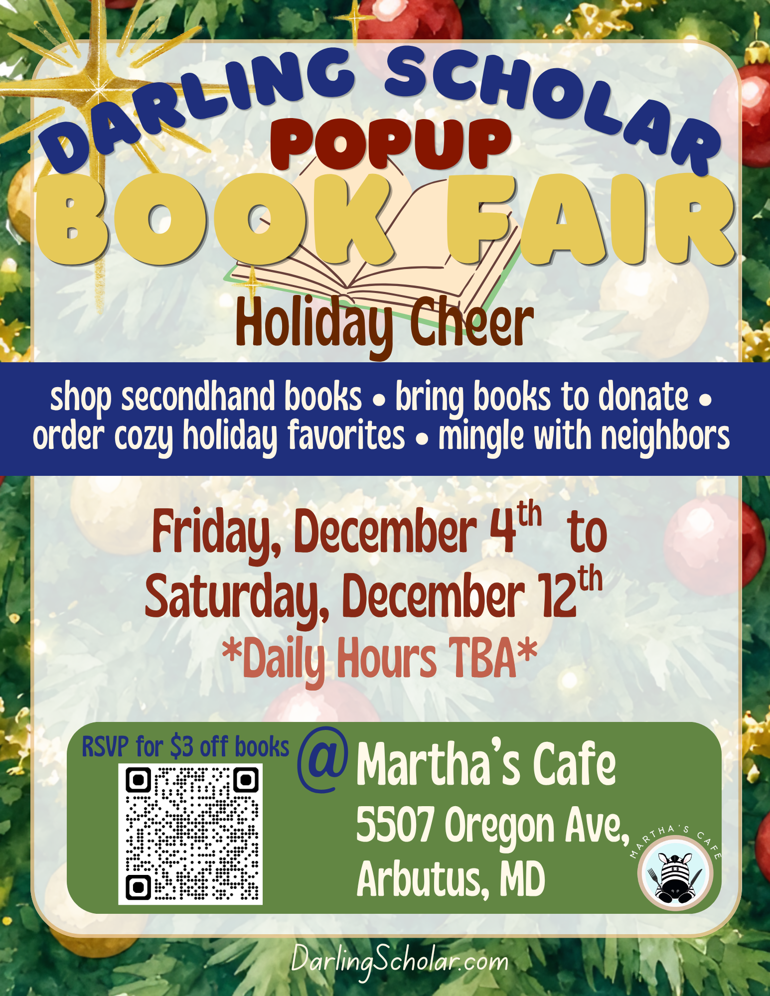 Holiday Cheer Book Fair &amp; Market at Martha’s Café