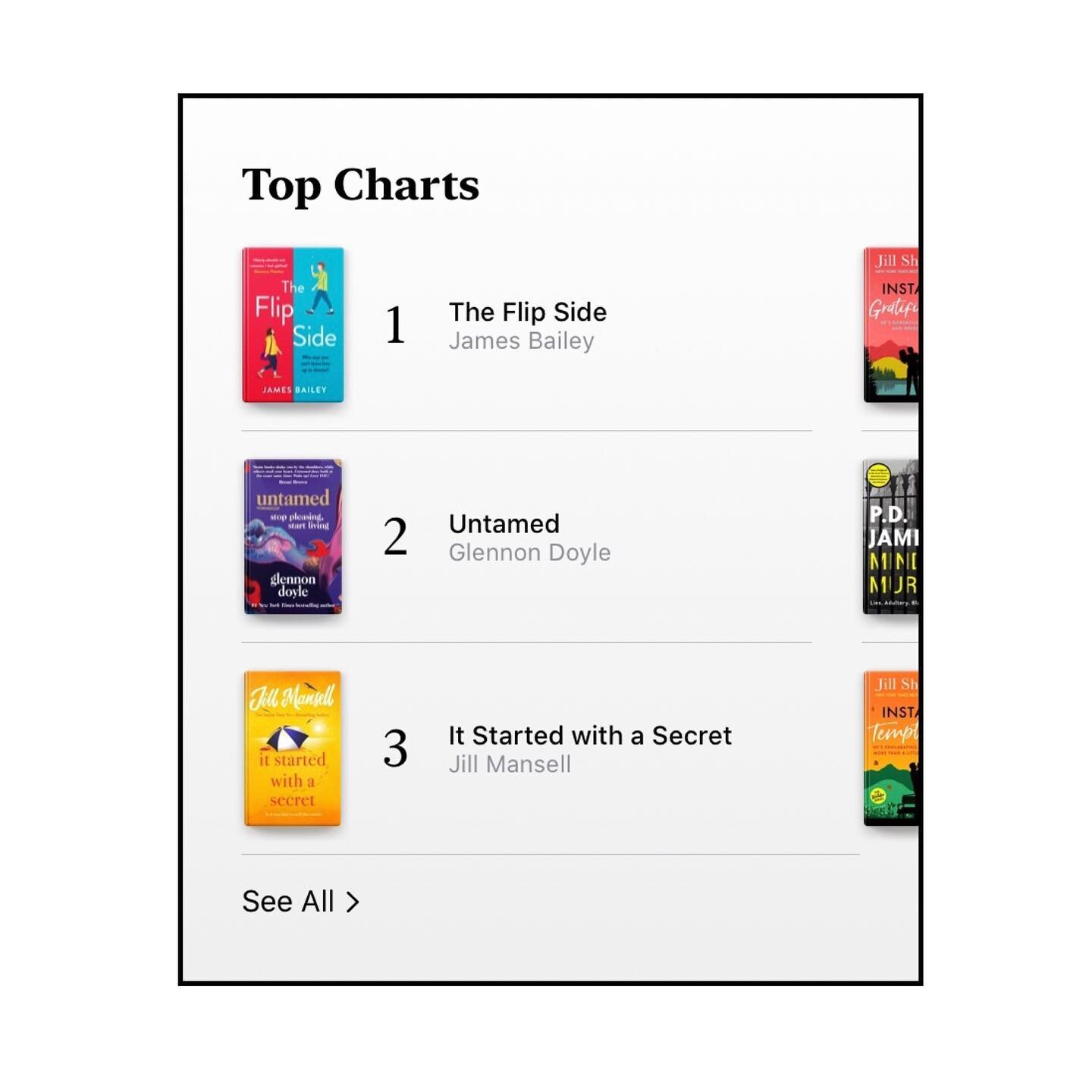 Absolutely insane to wake up to the news that THE FLIP SIDE is now the 𝗡𝗨𝗠𝗕𝗘𝗥 𝗢𝗡𝗘 𝗕𝗘𝗦𝗧 𝗦𝗘𝗟𝗟𝗜𝗡𝗚 𝗕𝗢𝗢𝗞 on Apple Books! 🥳 ⁣
⁣
Thanks so much to everyone who has bought a copy already 😀 If you&rsquo;ve not done so yet, then Amazo