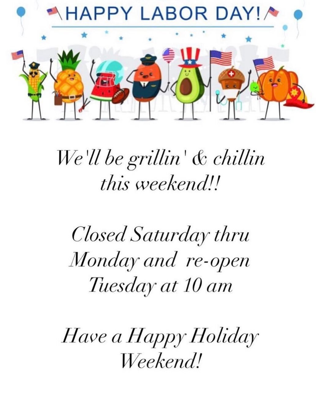 We will be open today (Friday) from 10-5!  Come see us before the holiday weekend.