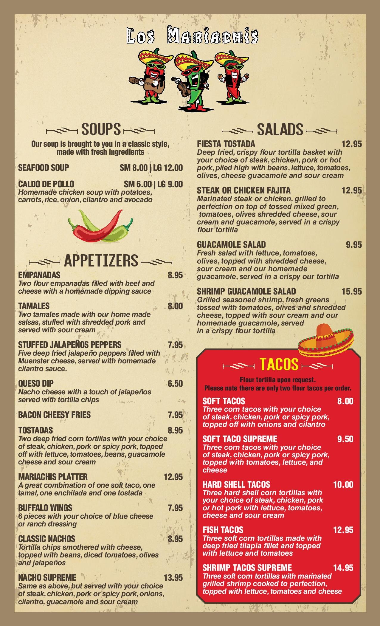 Los Mariachis Menu, Mexican Restaurant Wallingford, Best Mexican Food