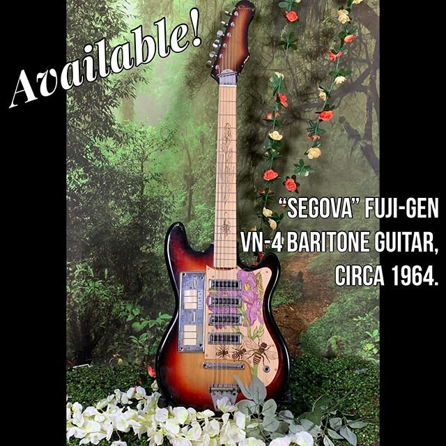 &ldquo;Segova&rdquo;-branded VN-4 baritone guitar, circa 1964. Everybody loves a baritone! Often credited to Teisco and branded Teisco/Lindell/etc., these were actually manufactured by FujiGen. They weren&rsquo;t always labeled or sold as baritones w