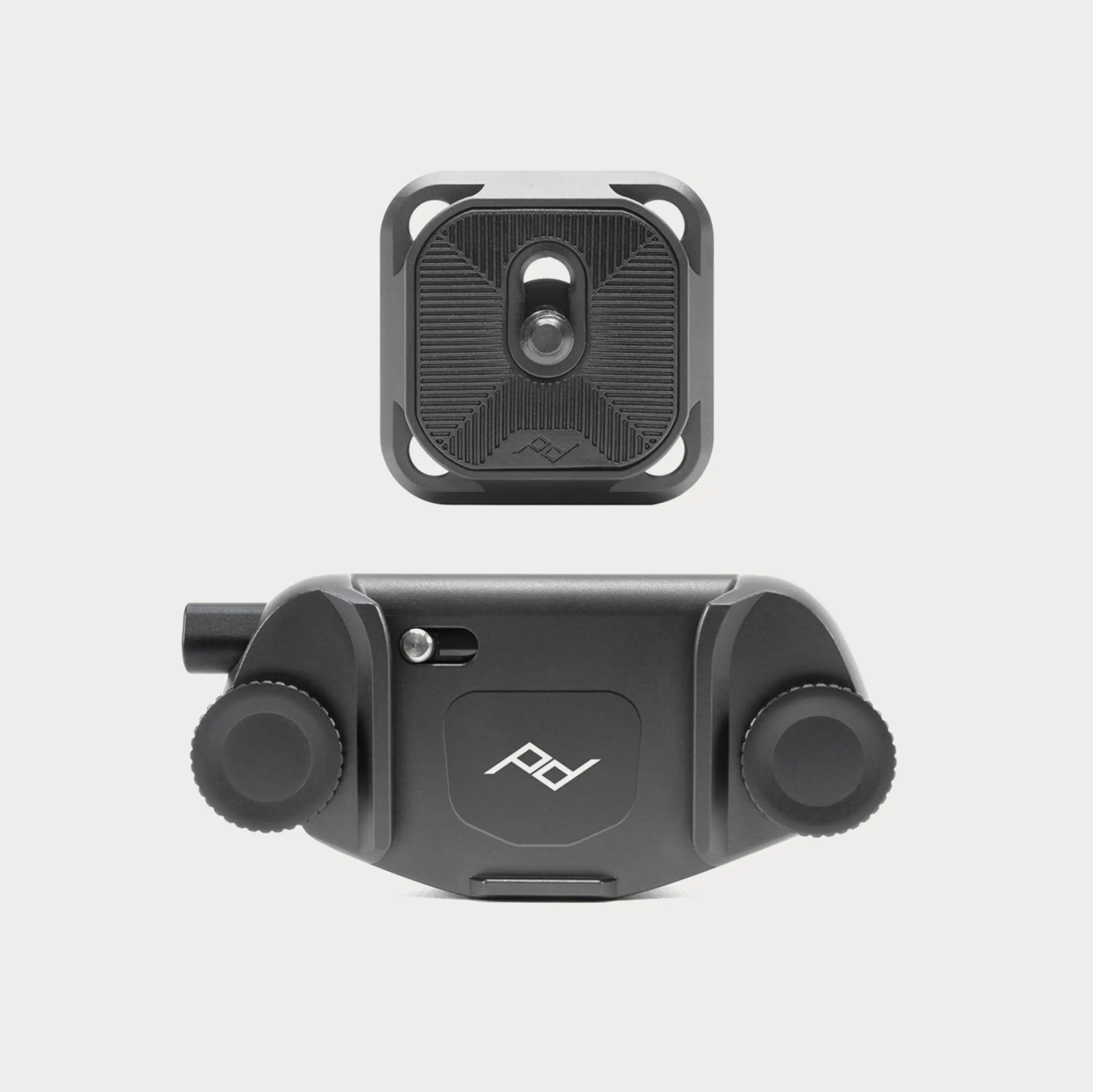 Peak Design Capture Camera Clip attached to a camera strap