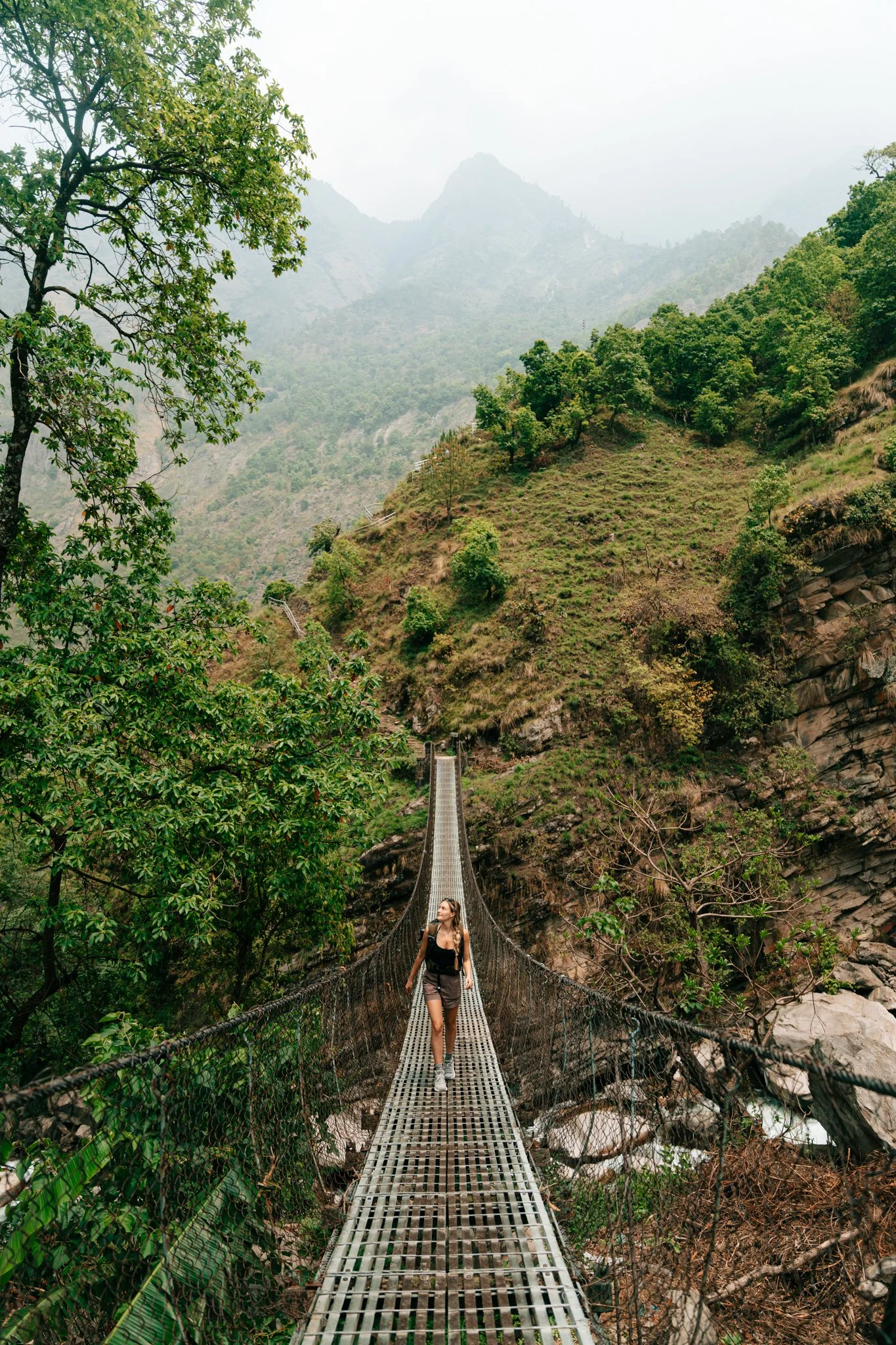 Suspension bridge number one of approximately forty.