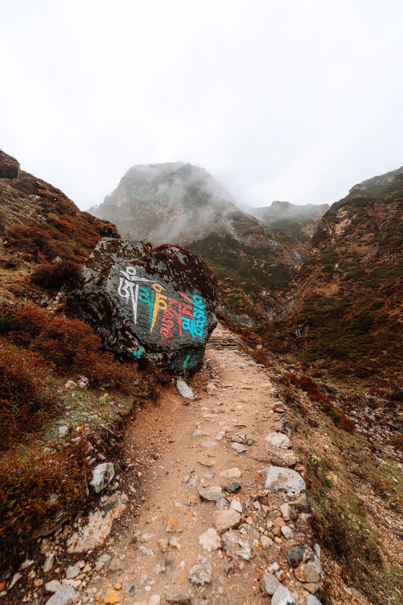 Mani stones along the trail to Pungyen Gompa. Each one carved by hand.