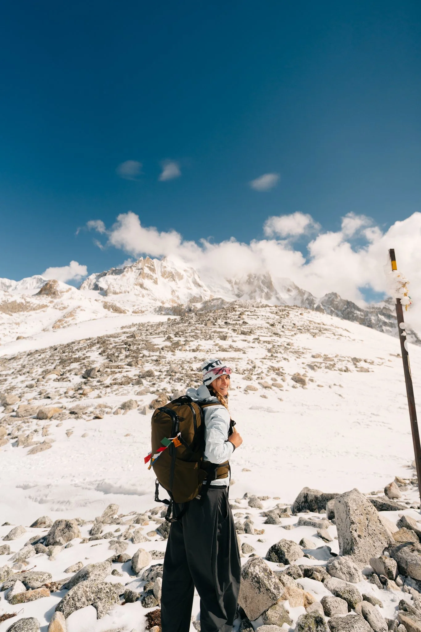 Halfway down the descent. Smiling because the worst part is finally behind me.