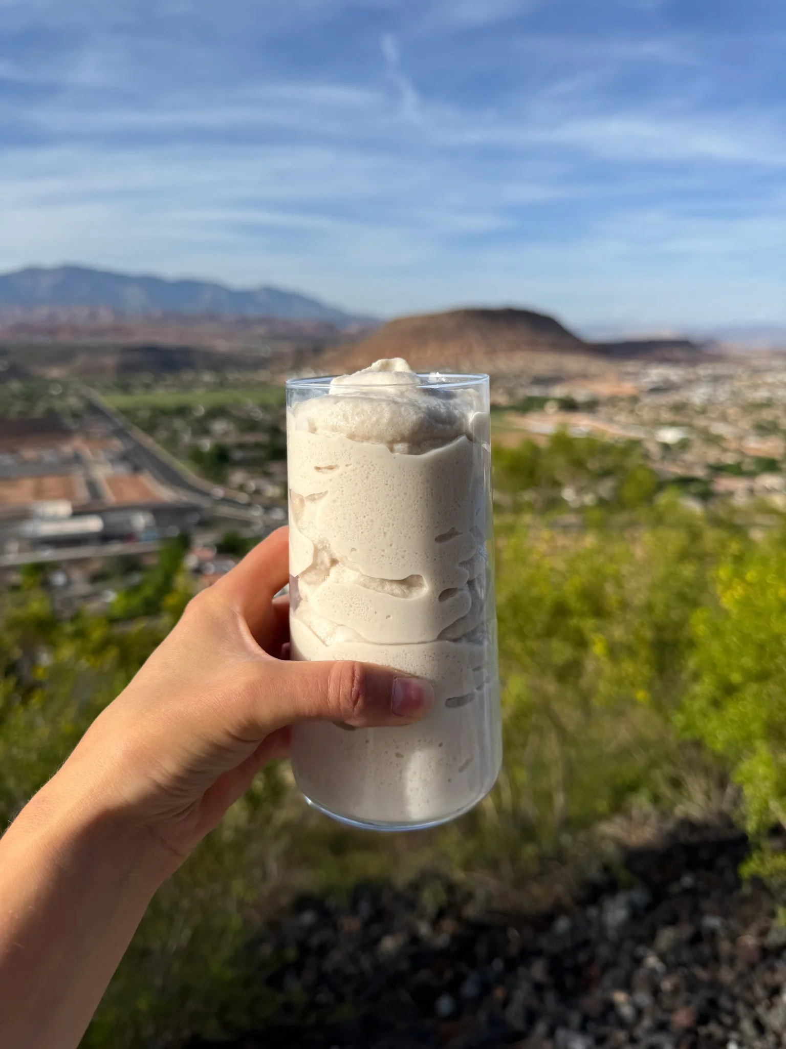 Classic vanilla Ka'Chava protein shake in a tall clear glass