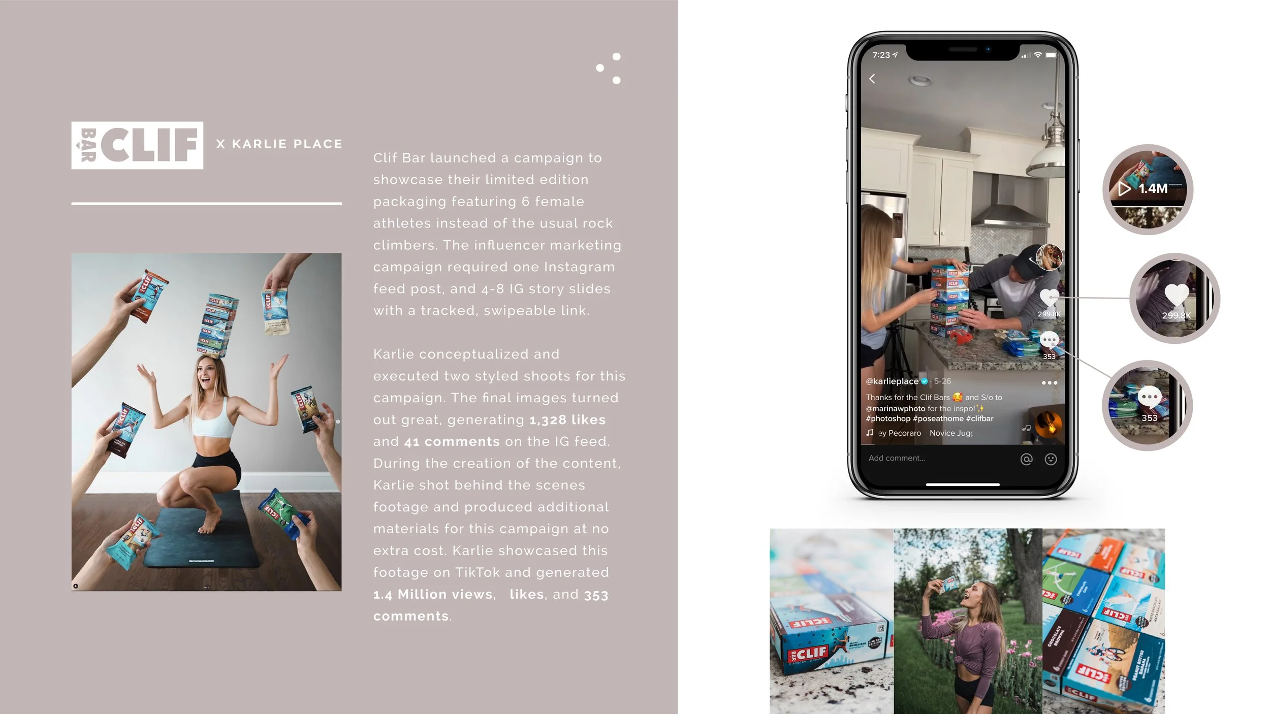 Karlie Place Clif Bar Collaboration Viral TikTok Campaign and Styled Photography