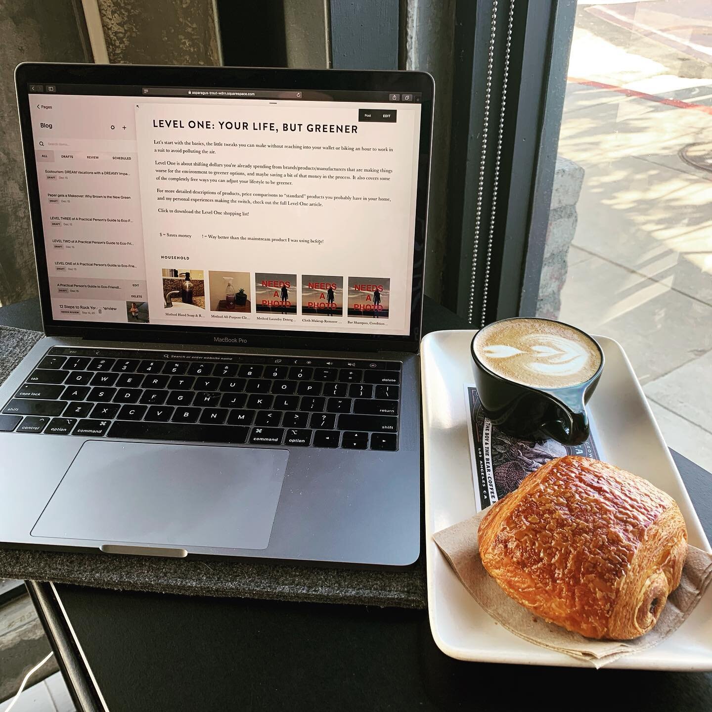 Chugging away at making Earthling a reality! And the chocolate croissant is definitely boosting my creativity 😋

So far the funnest thing about this project, especially with green living articles, is finding ways to blend creative thoughts and writi