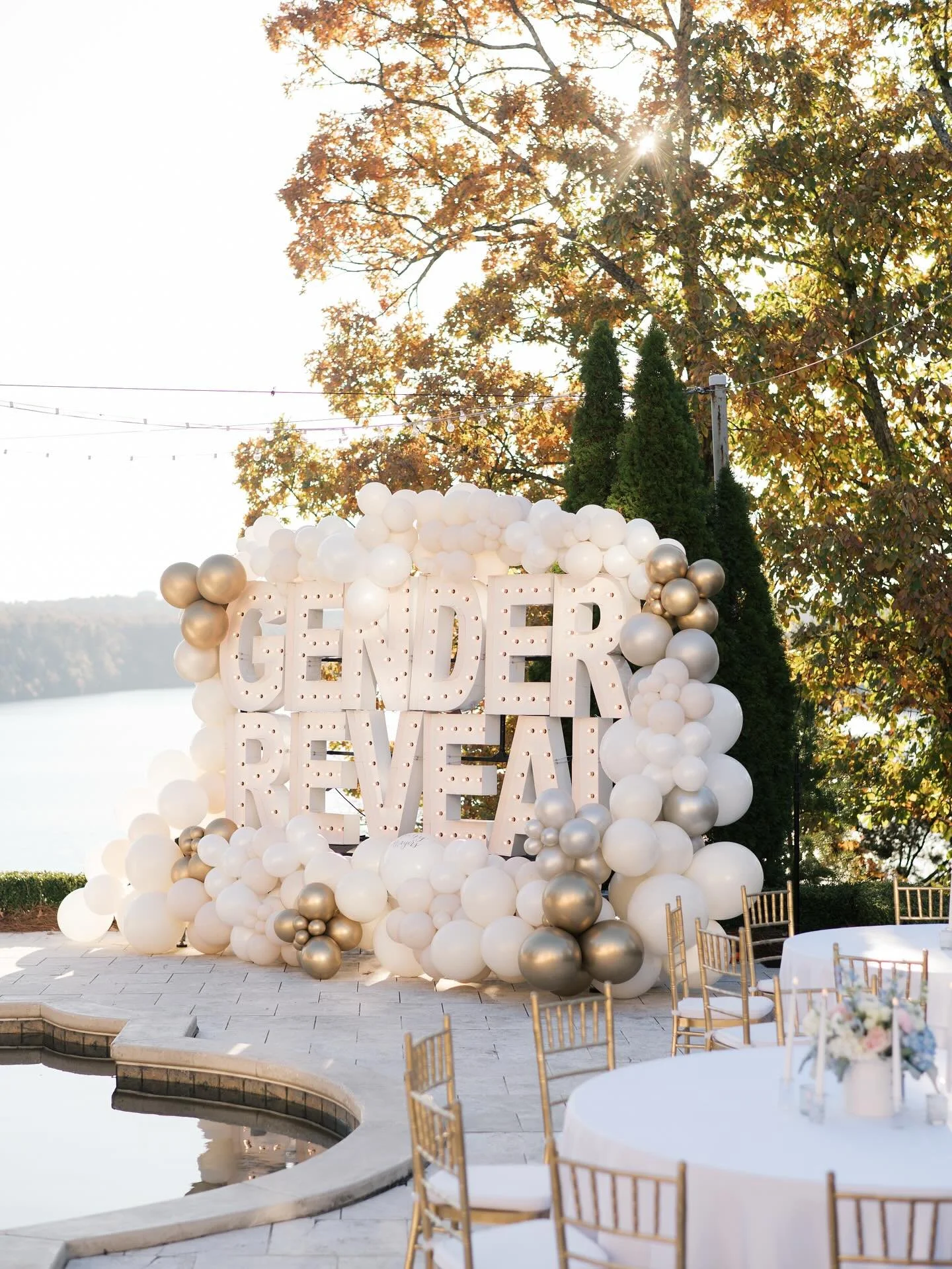 A golden afternoon and a lakeside view celebrating our cherished friends new arrival ✨ 👶🏻

The Party Girl Company brought our magic to Alabama with dreamy details and the perfect marquee moments by @alphalit_tuscaloosa 

💙 The perfect reveal + the