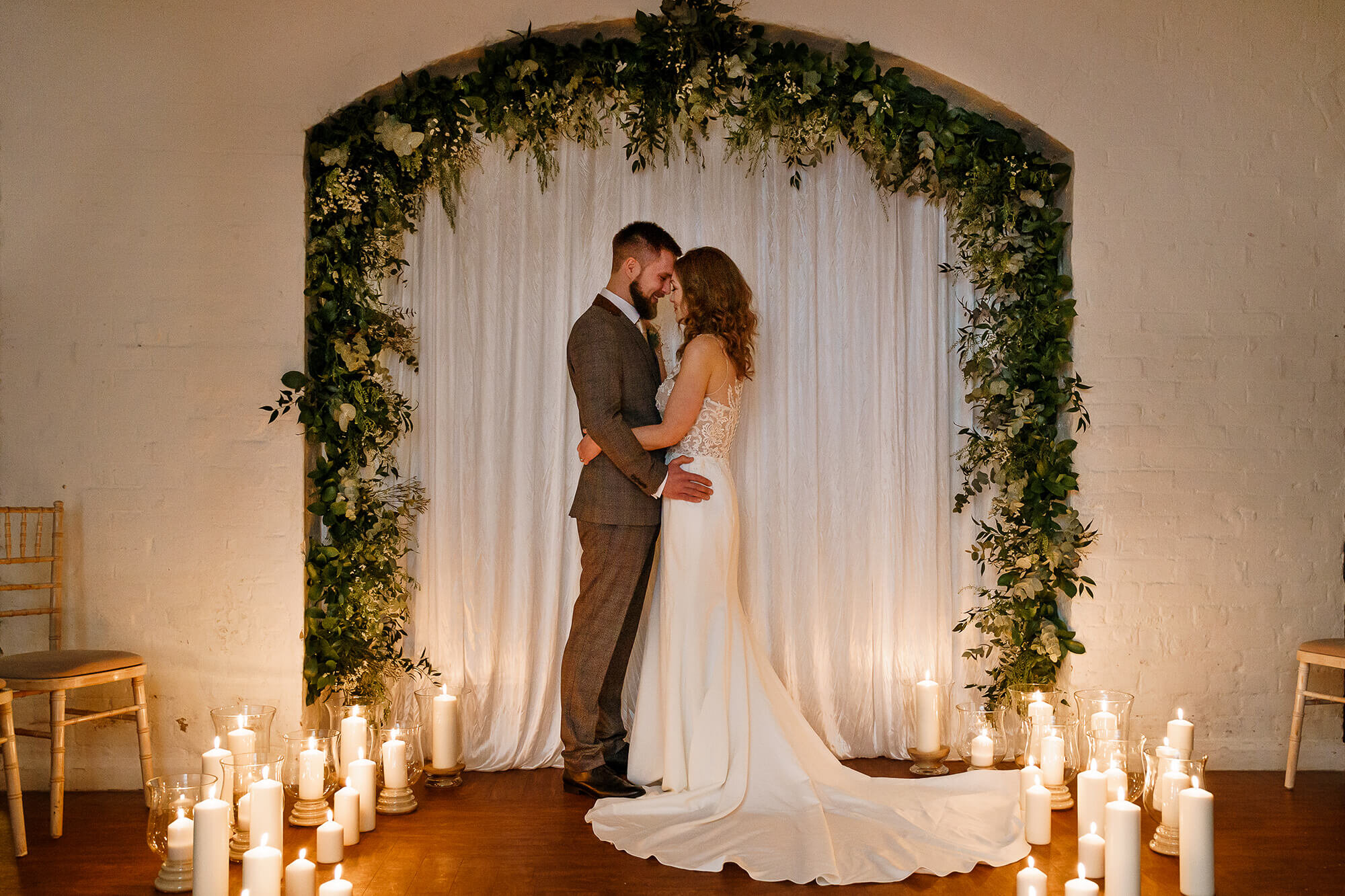 Candle Lit Wedding Ceremony Courtyard Room Winchester Guildhall