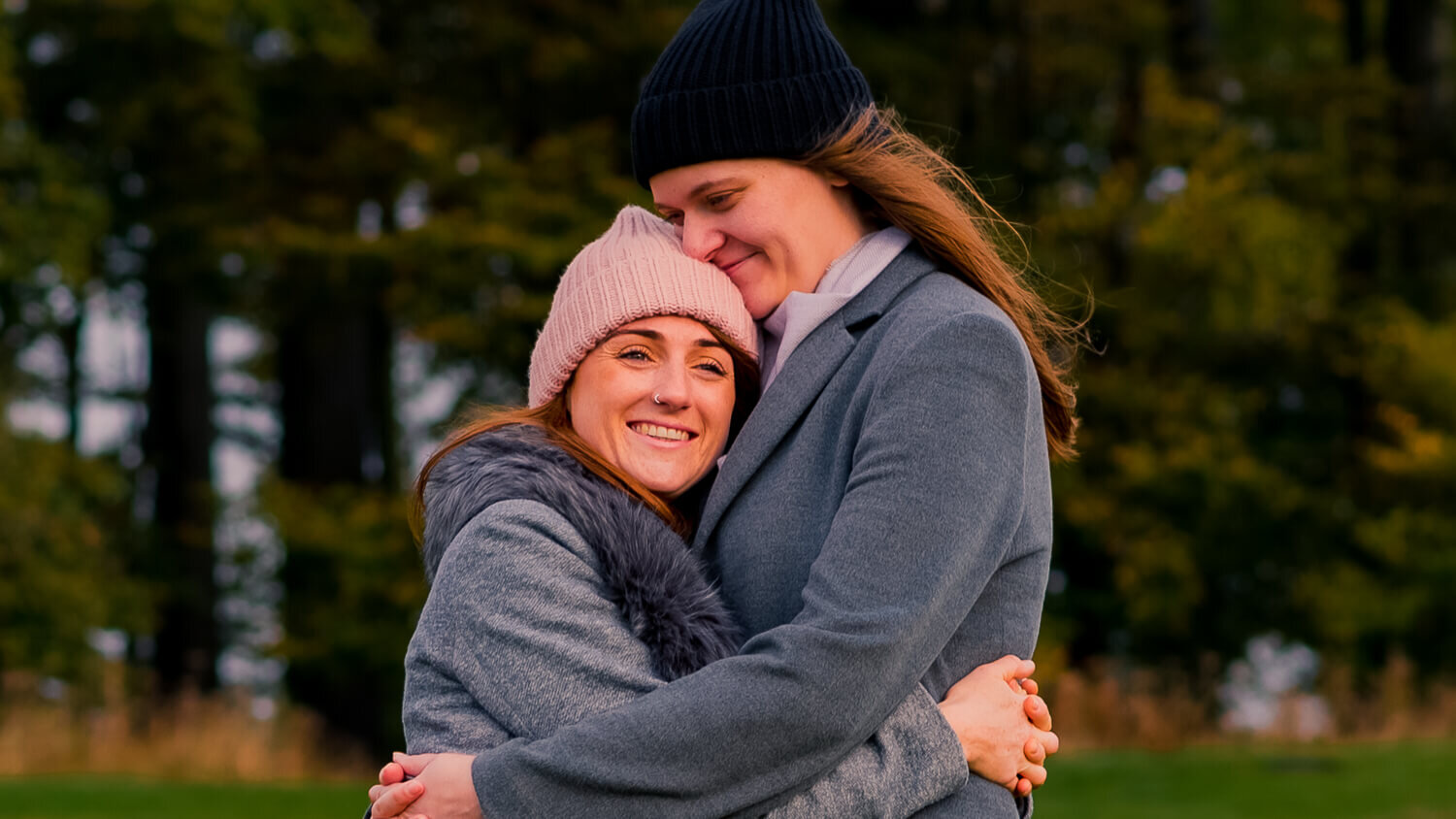 romantic photo of two women on engagement photoshoot in Hampshire