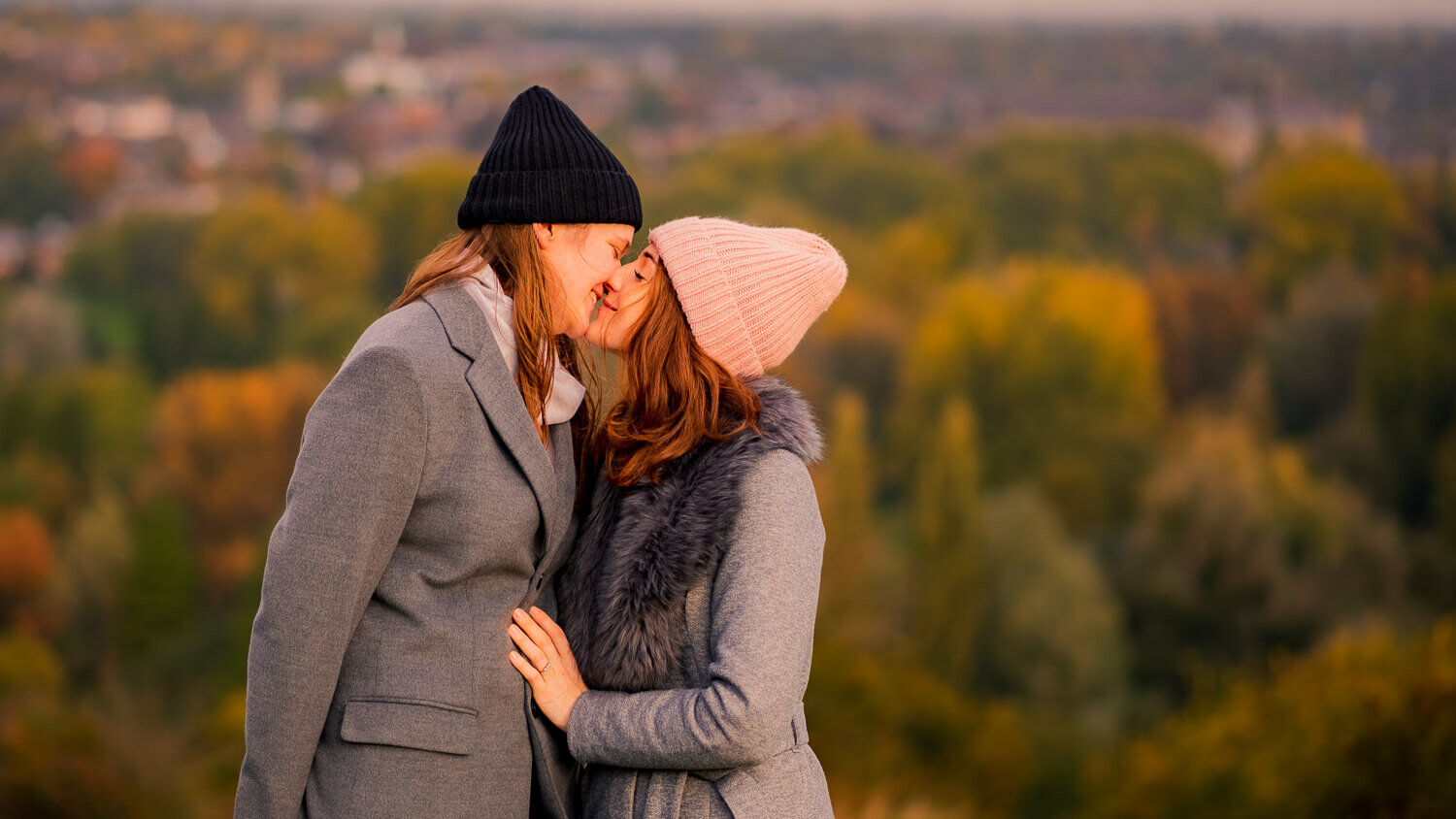 Romantic image of two women engaged