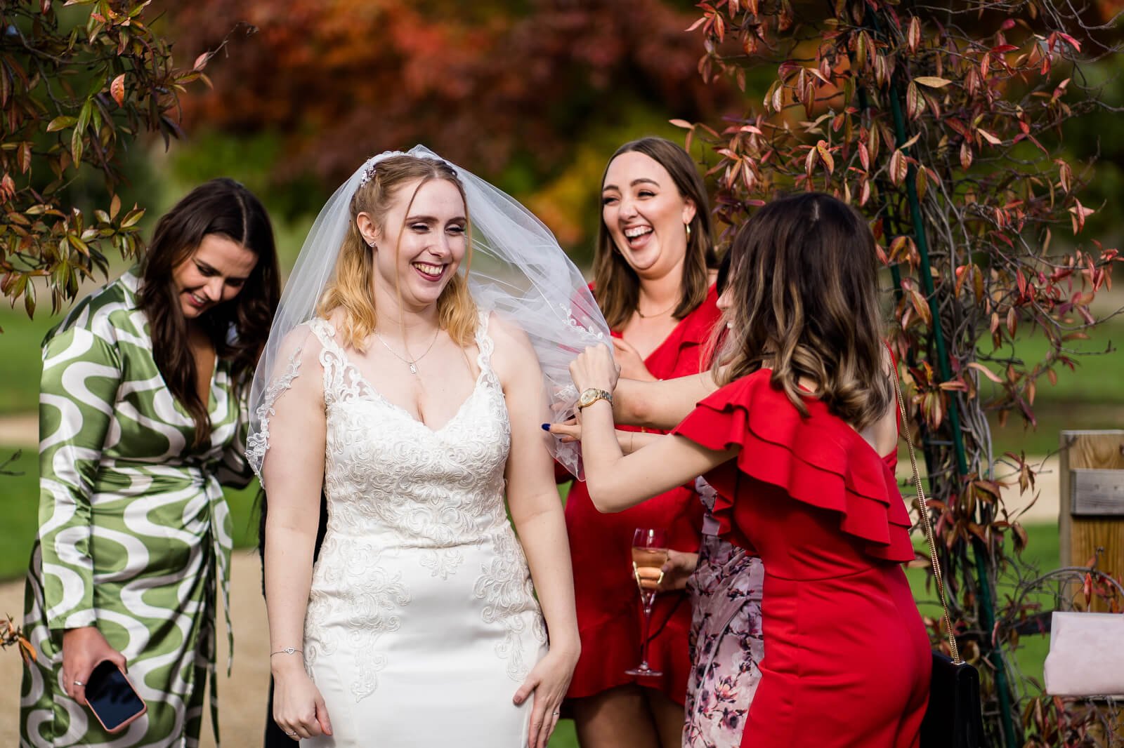 candid photo of bride at silchester farm wedding