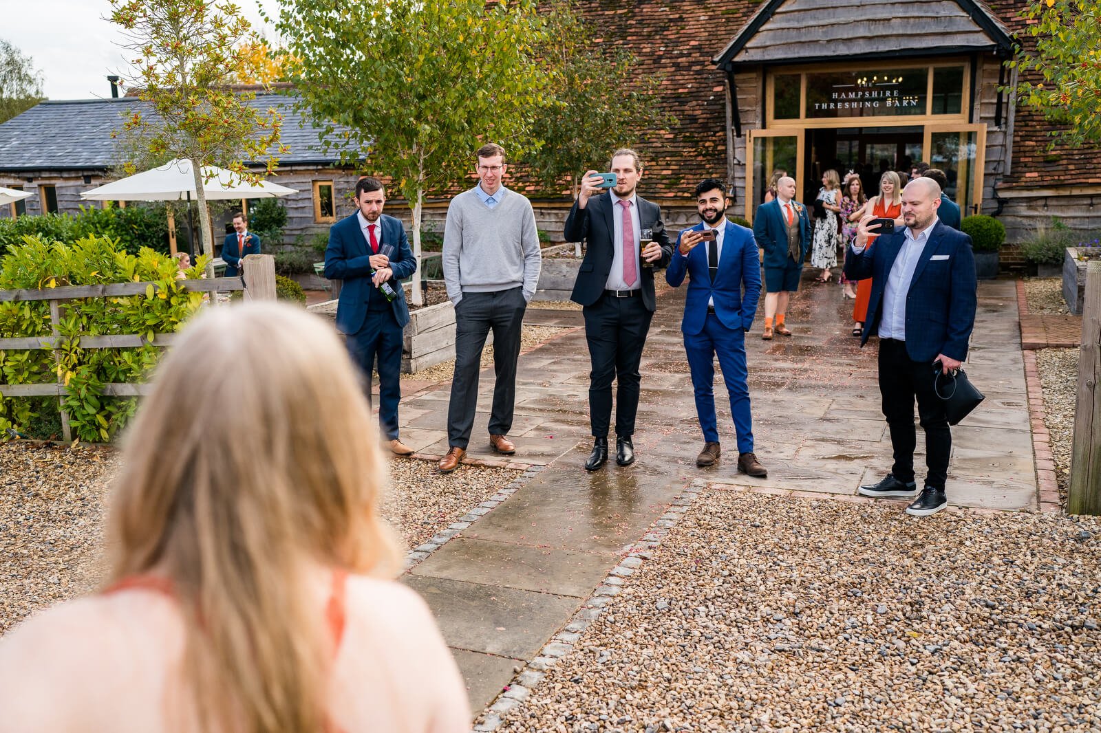 candid photo of guests silchester farm wedding