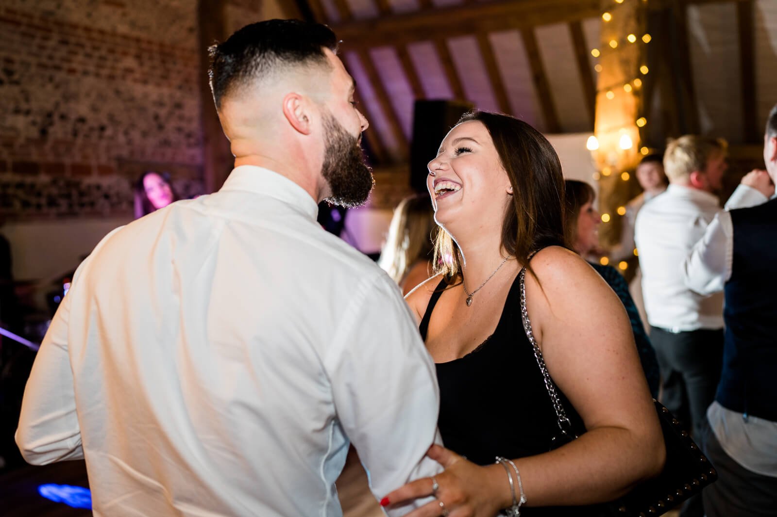 guests dancing at barford park wedding venue with band the deloreons
