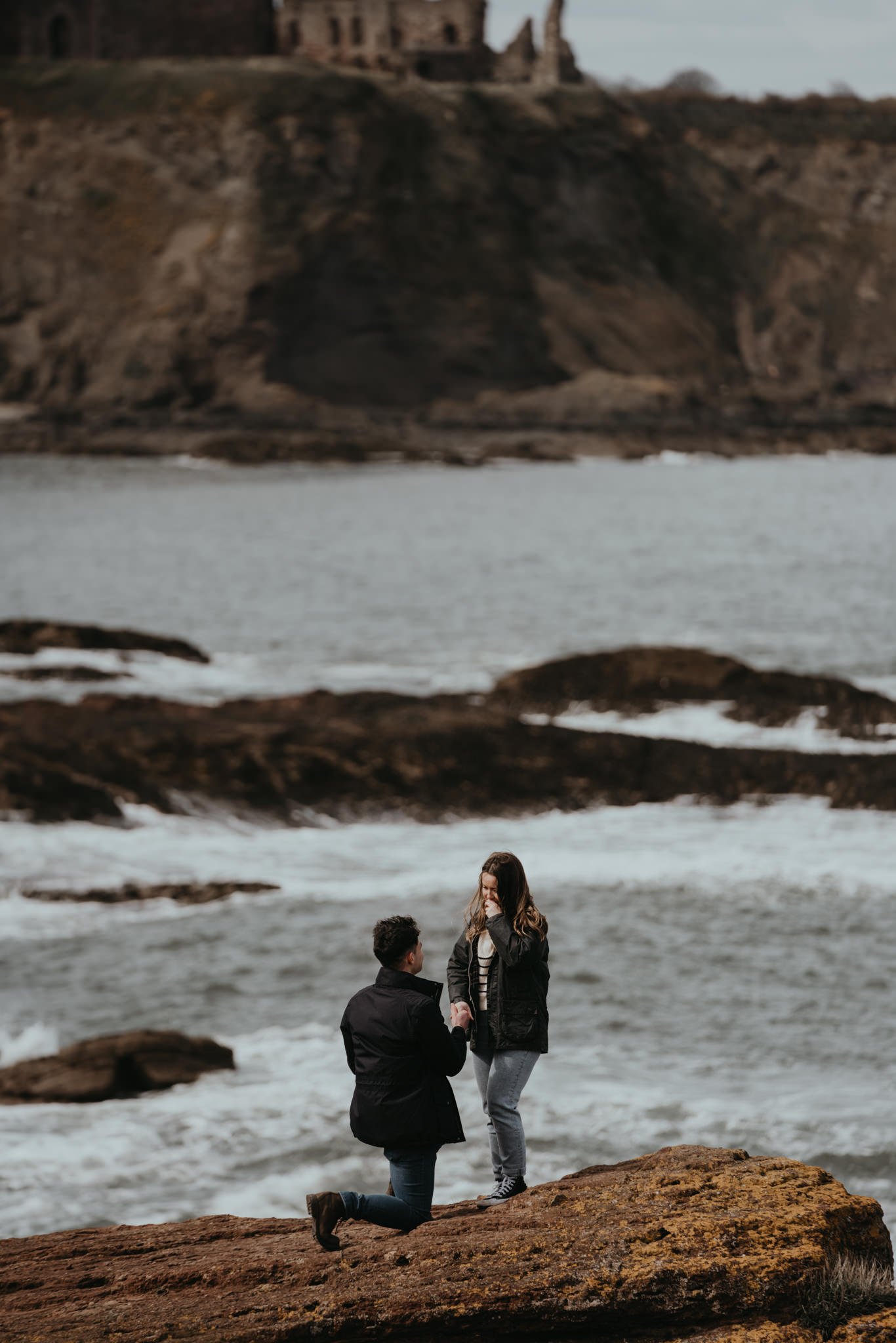  An intimate surprise marriage proposal at Seacliff East Lothian, Scotland | Beach Engagement photos by ad-media.uk 