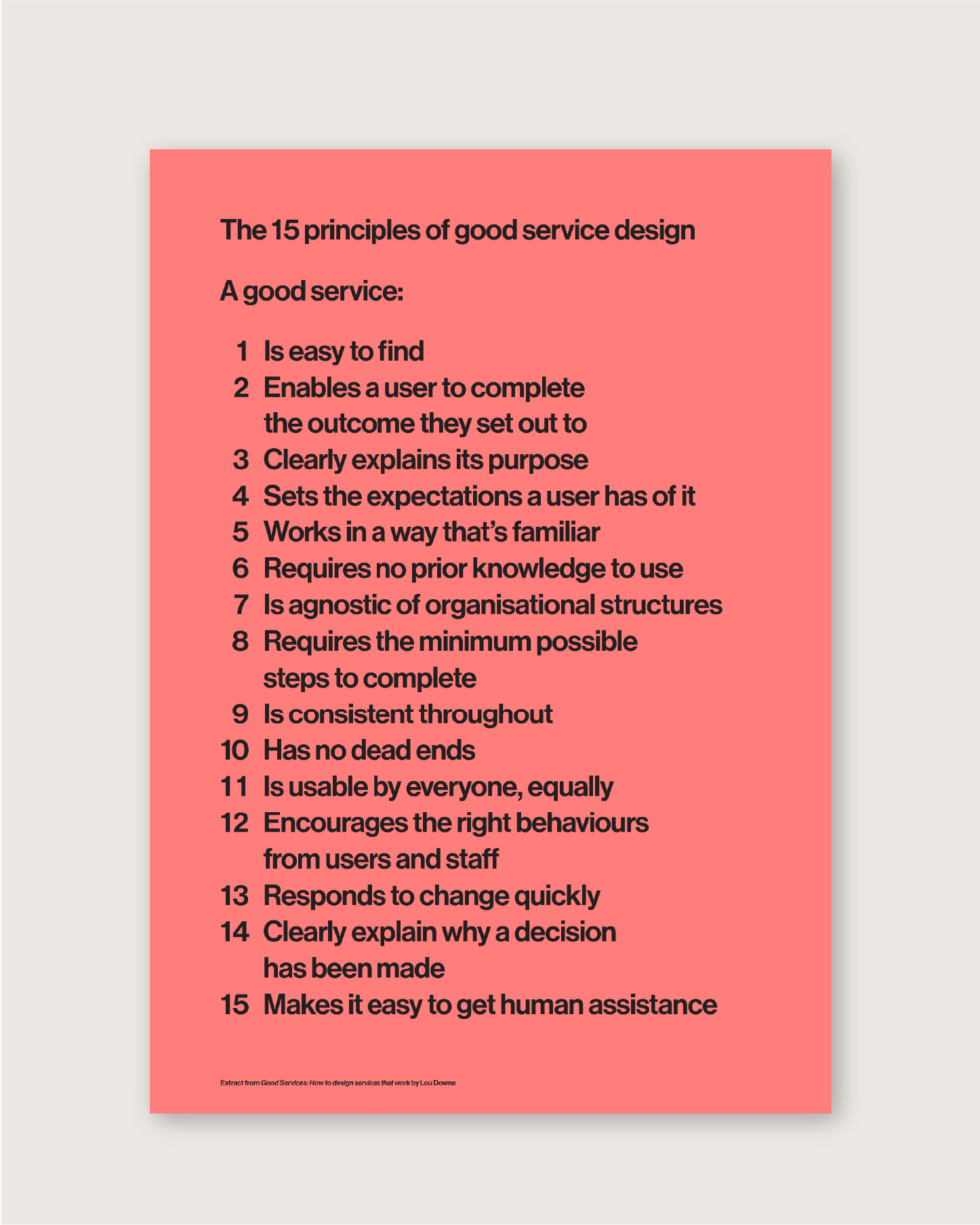 15 principles of service design A2 poster
