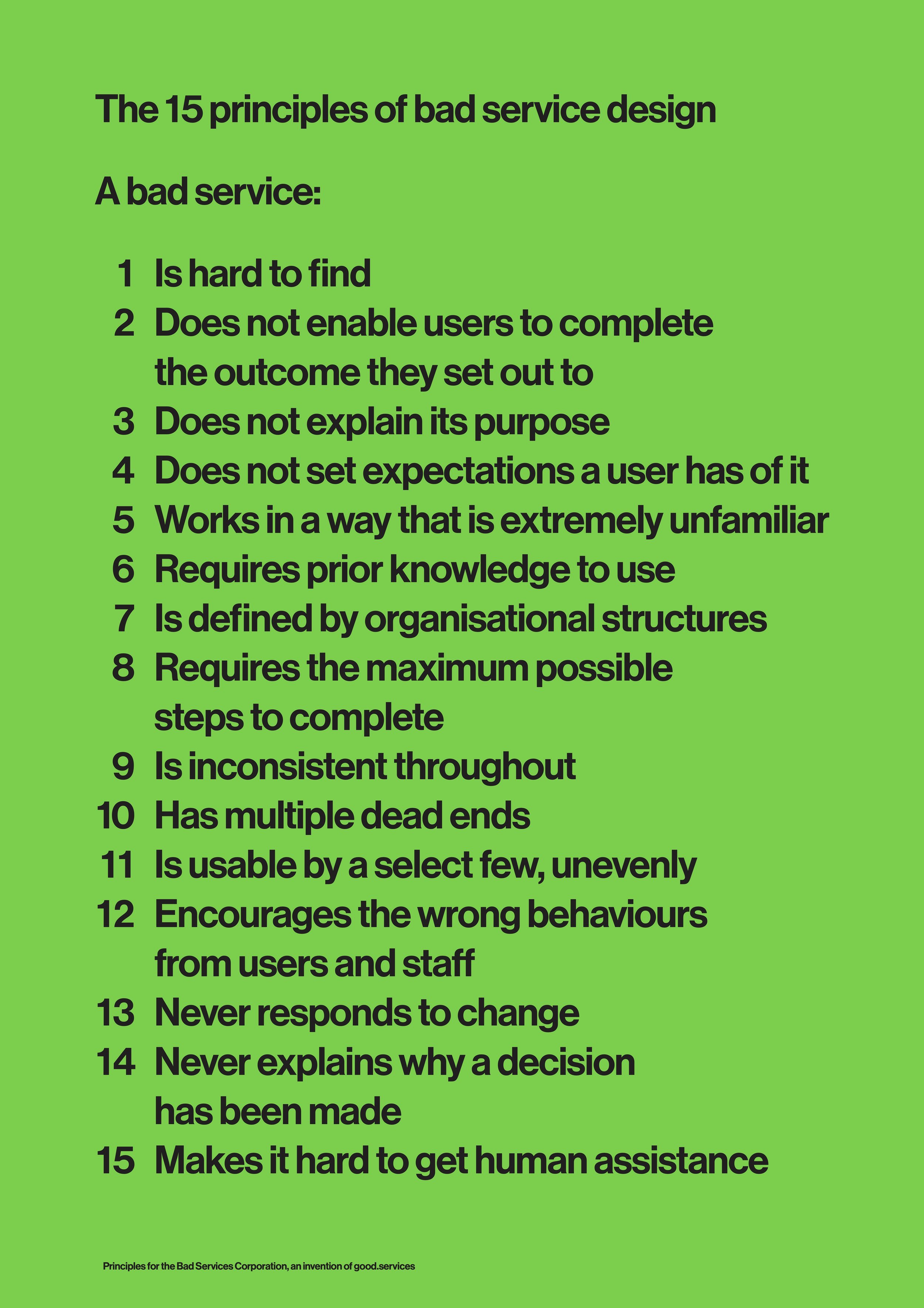 The 15 Principles of Bad Service Design
