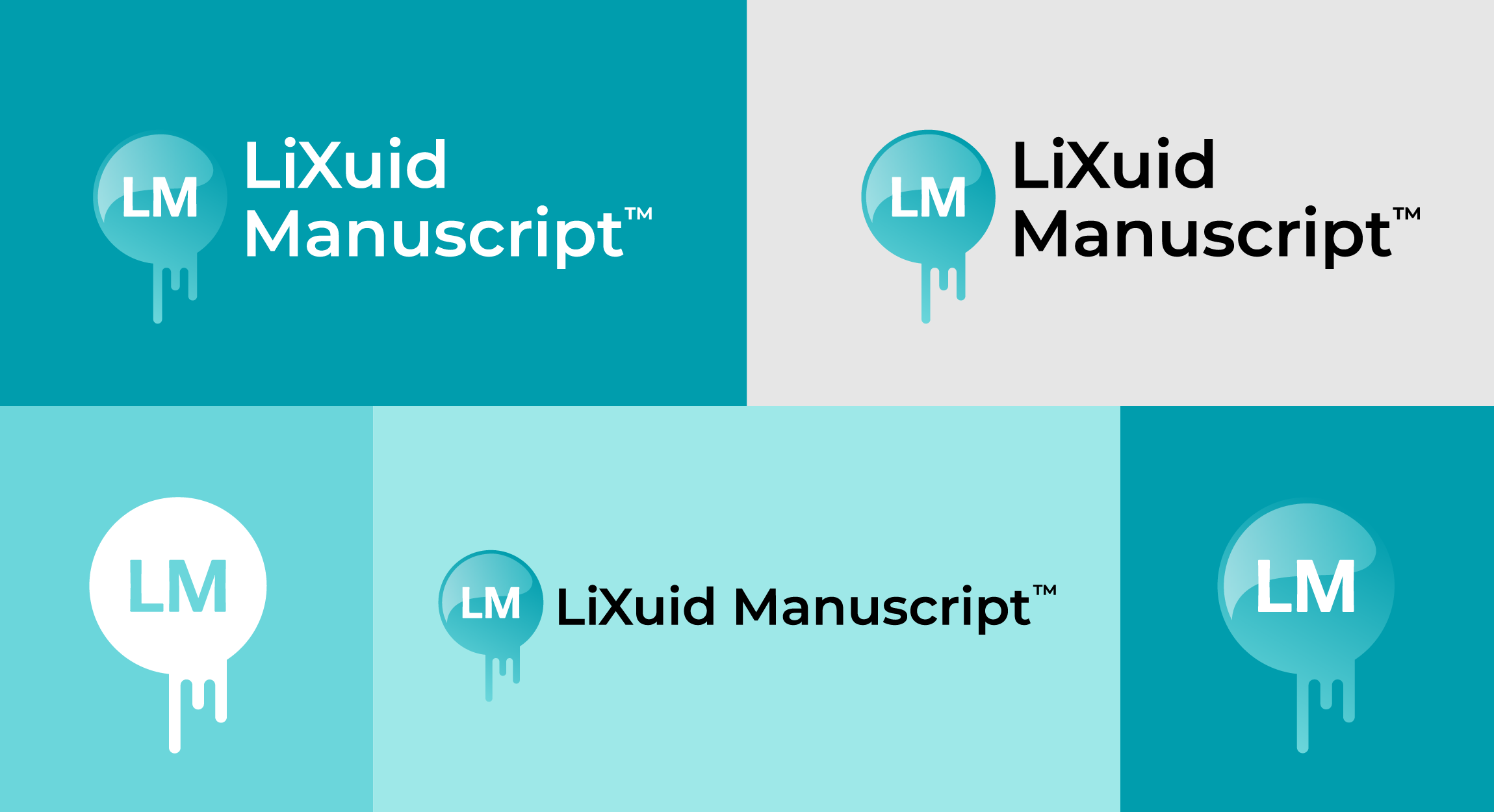  LiXuid Manuscript logo mark &amp; lockup designs. 