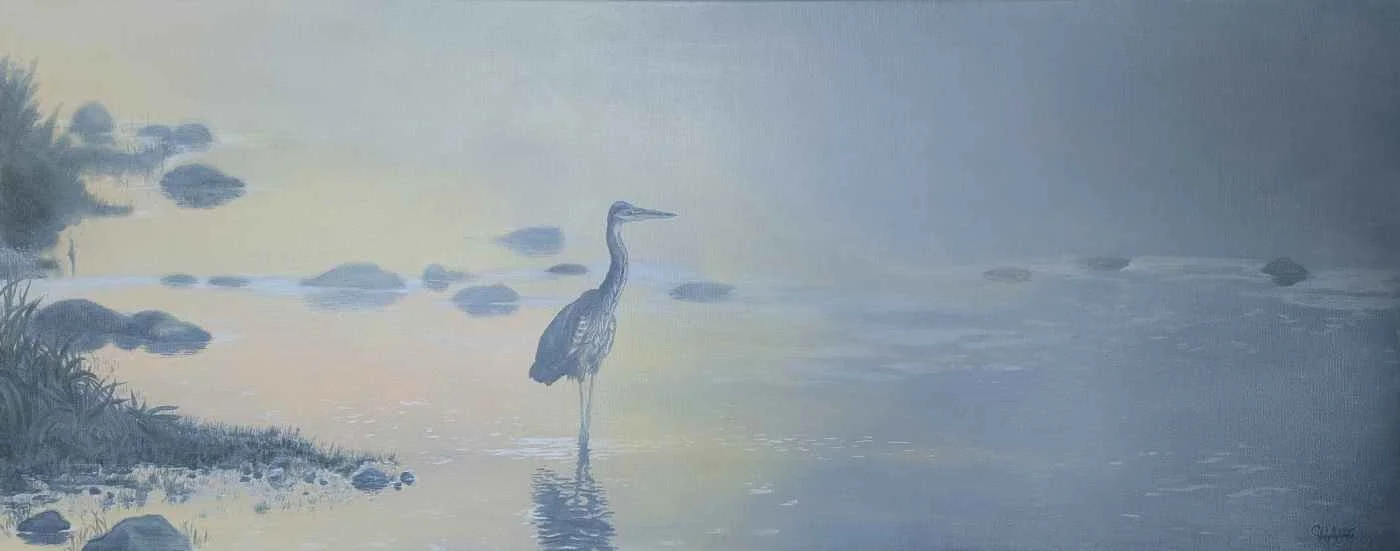 Veil of Dawn - 16x40" acrylic on canvas - framed