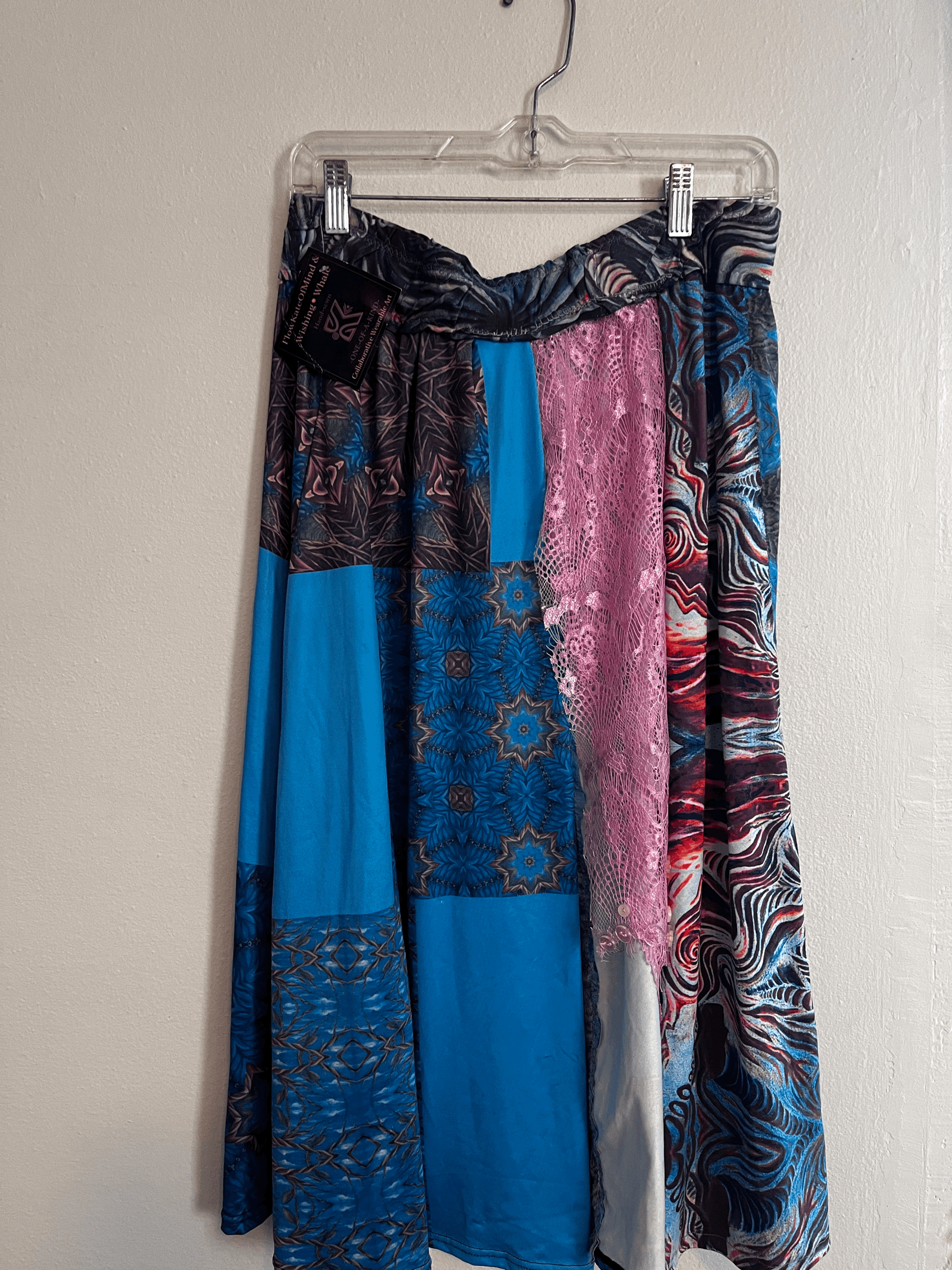 Funky Patch Flowy Split Skirt