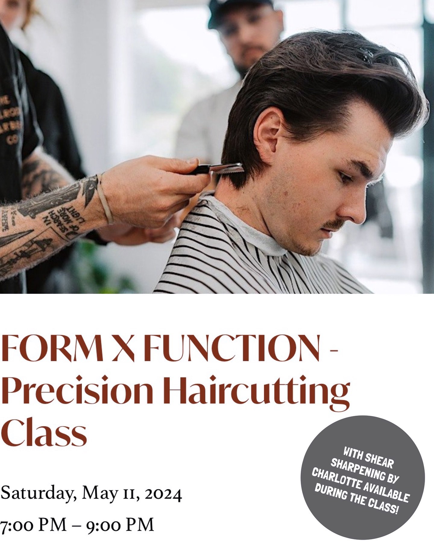Mark your calendars and buy your tickets folks! @themailroombarber is coming back to Philly to teach again and this time we&rsquo;ll also have @shearsharpeningbycharlotte in the shop offering up shear sharpening during this highly anticipated class t