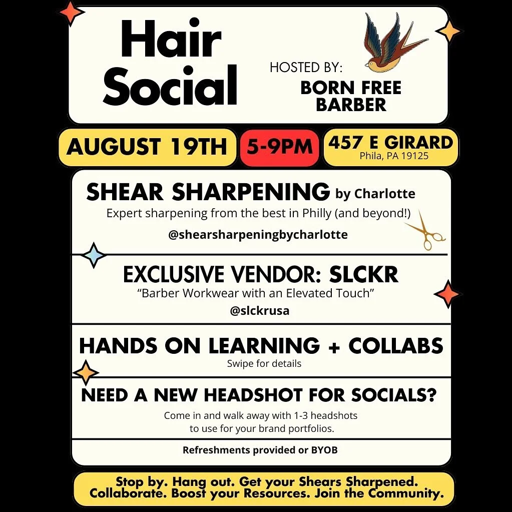 Tell all your Philly hair friends! 

August 19th 5-9pm we&rsquo;re going to be hosting an event that will bring together the hair community in a collaborative way. This is not a showcase event for others to show off their talents, but rather to learn