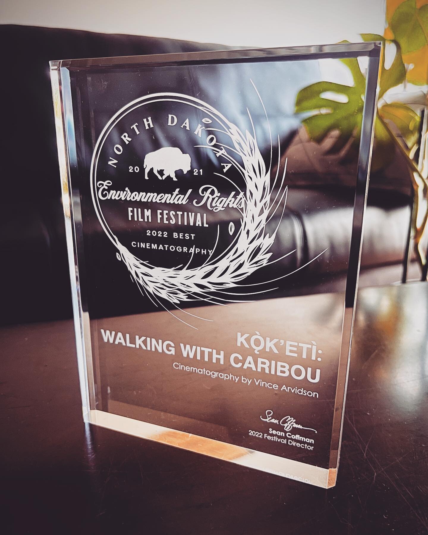 Congratulations to cinematographer Vince Arvidson for his exceptional efforts on KǪ̀K&rsquo;ET&Igrave;: Walking with Caribou and much gratitude to Sean Coffman and the whole team at the North Dakota Environmental Rights Film Festival. Rob and Taylor,