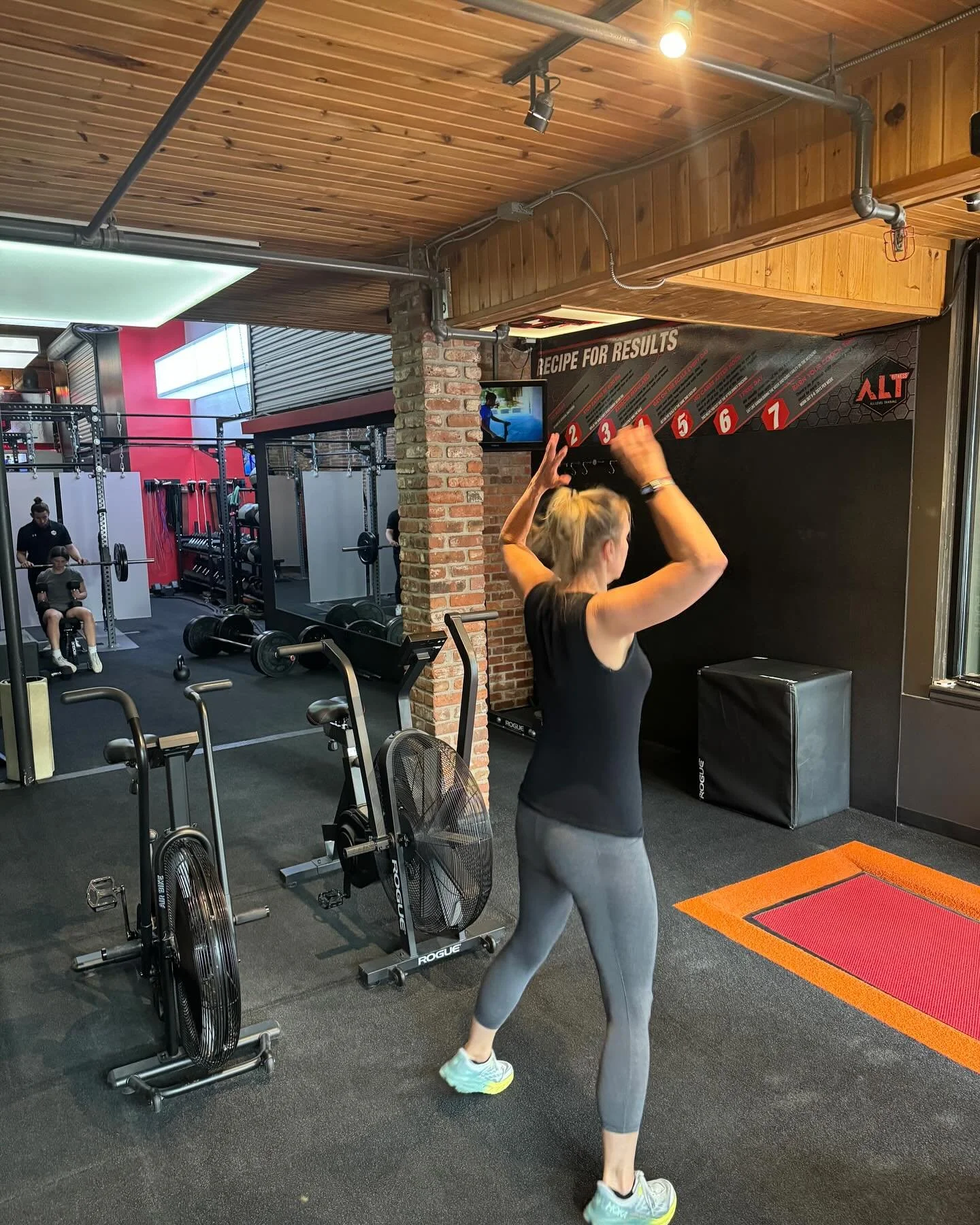 Dog days of summer, Julie is ready. HIIT class of 1 today.