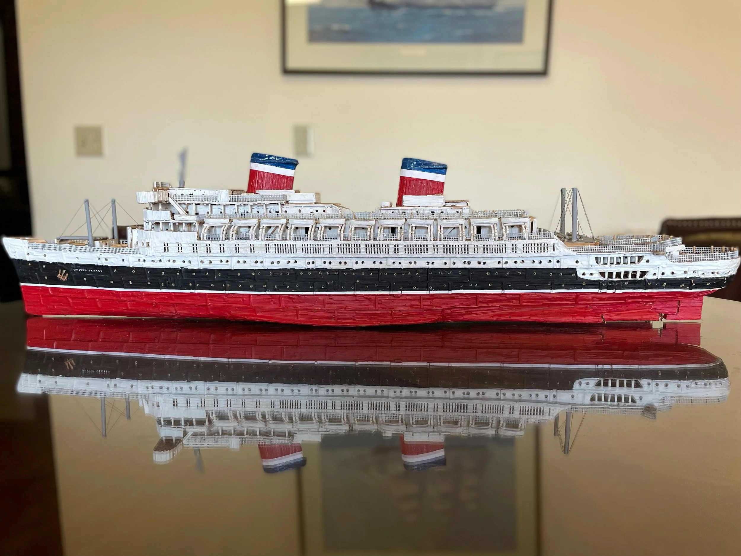 Conservancy Receives 3-foot Toothpick Model of the SS United States Created by Renowned Folk Artist