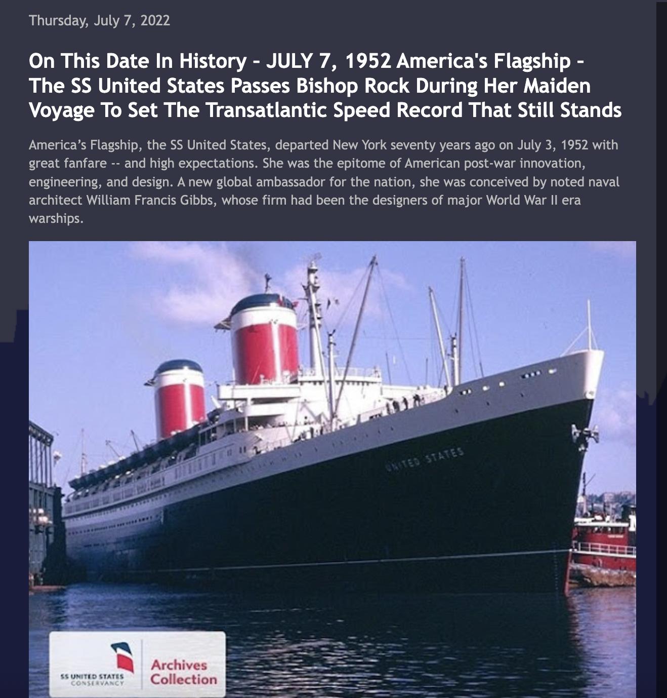 Travelore Report: This Date in History - July 7 1952, 