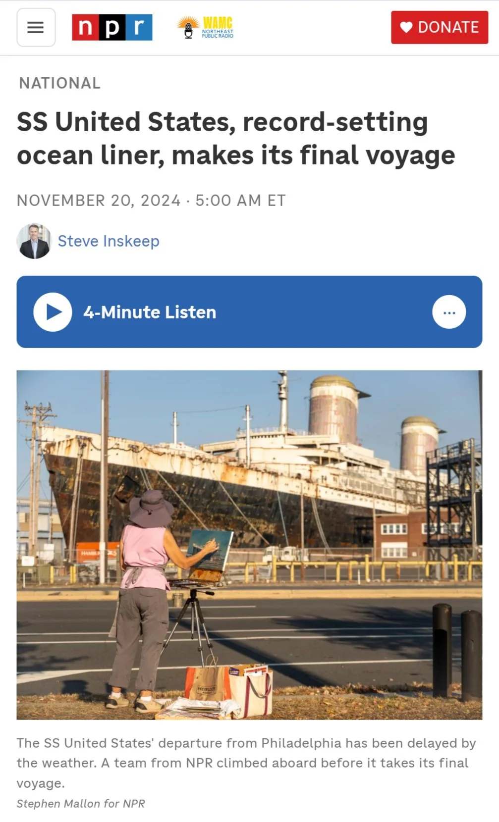 NPR: SS United States, record-setting ocean liner, makes its final voyage