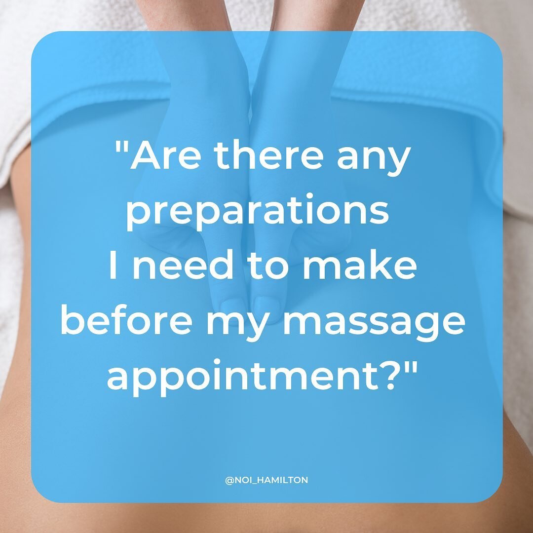 Are there any preparations I need to make before my massage appointment?💆🏽&zwj;♀️

Ensure that you accurately complete a health history form, this will allow the therapist to determine the type of treatment you may receive and if there are any cont