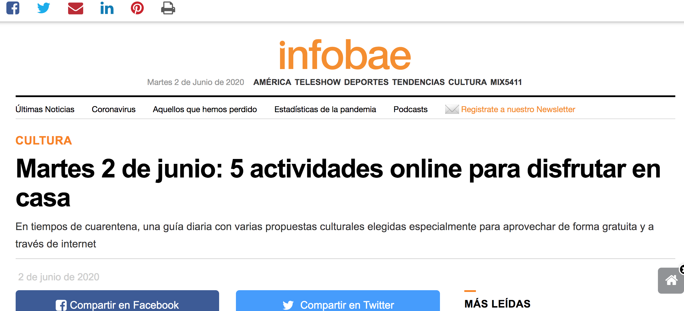 Diario Infobae, Arg.