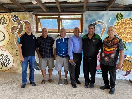  Senior Community Development Officer, Eddie, (far left) meeting with Cherbourg Boys and Girls Dormitory Ltd committee members in Meanjin, Brisbane, Queensland. 