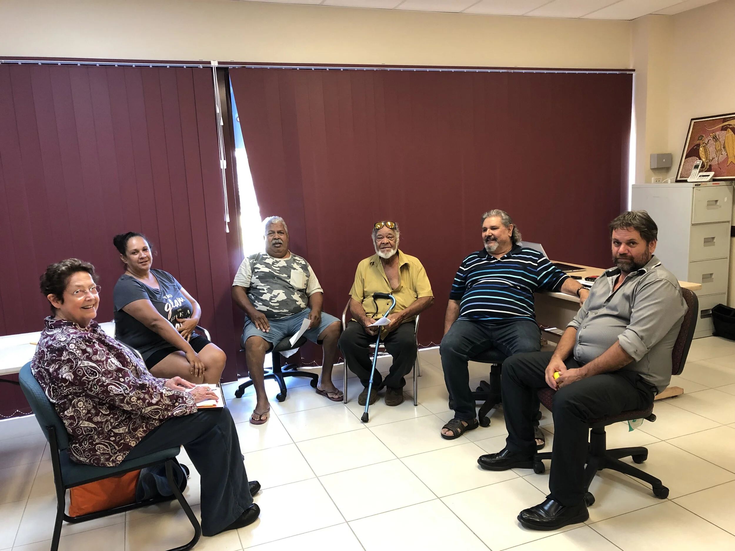   Community First Development volunteer Deb working with the Taribelang Aboriginal Corporation Board, Project Officer and CEO in Bundaberg, QLD.  