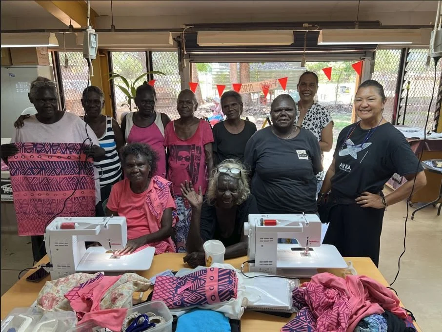  The incredible women of Bima Wear showcasing their stunning new design and print by Helen Tipuamantimirri, called ‘Her Country Warriyuwu’. This print is for Bima Wear’s new staff uniforms. 