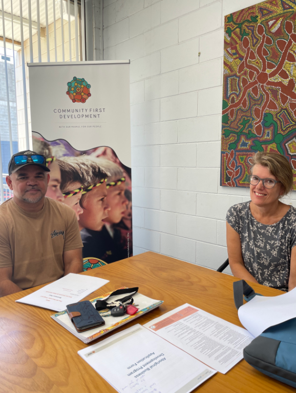  RDK co-founder, Warren, and Community First Development volunteer, Carmen, met to talk business and community 