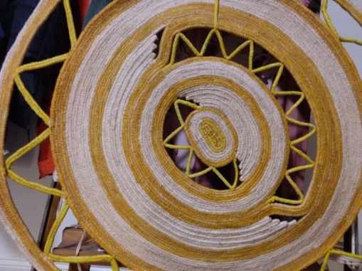  A woven mat, Tanya’s weaving is inspired by her Great Great Great Grandmother Queen Louisa Karpany (Queen of the Ngarrindjeri Nation).  