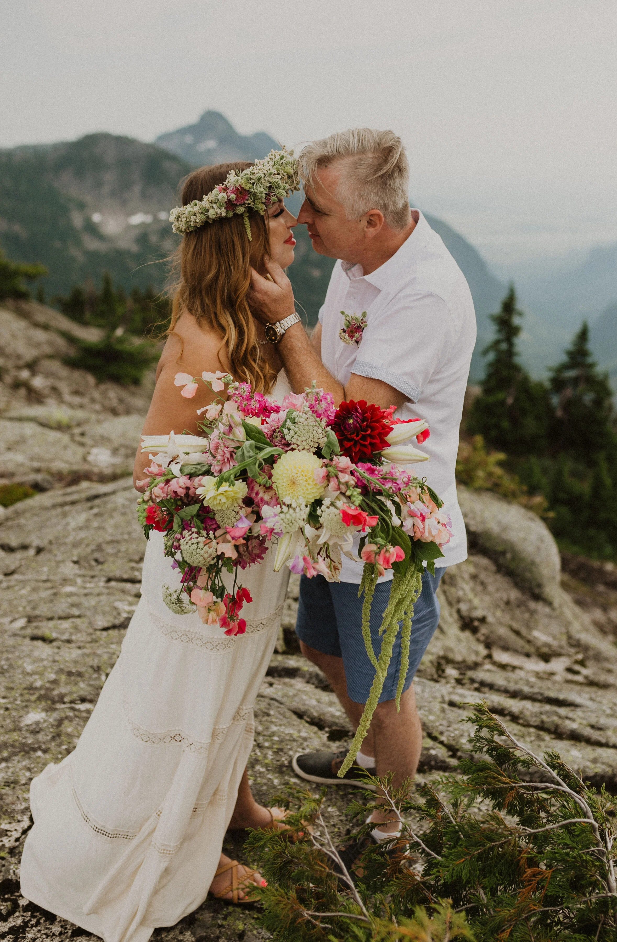 colourful bridal bouquet with seasonal flowers