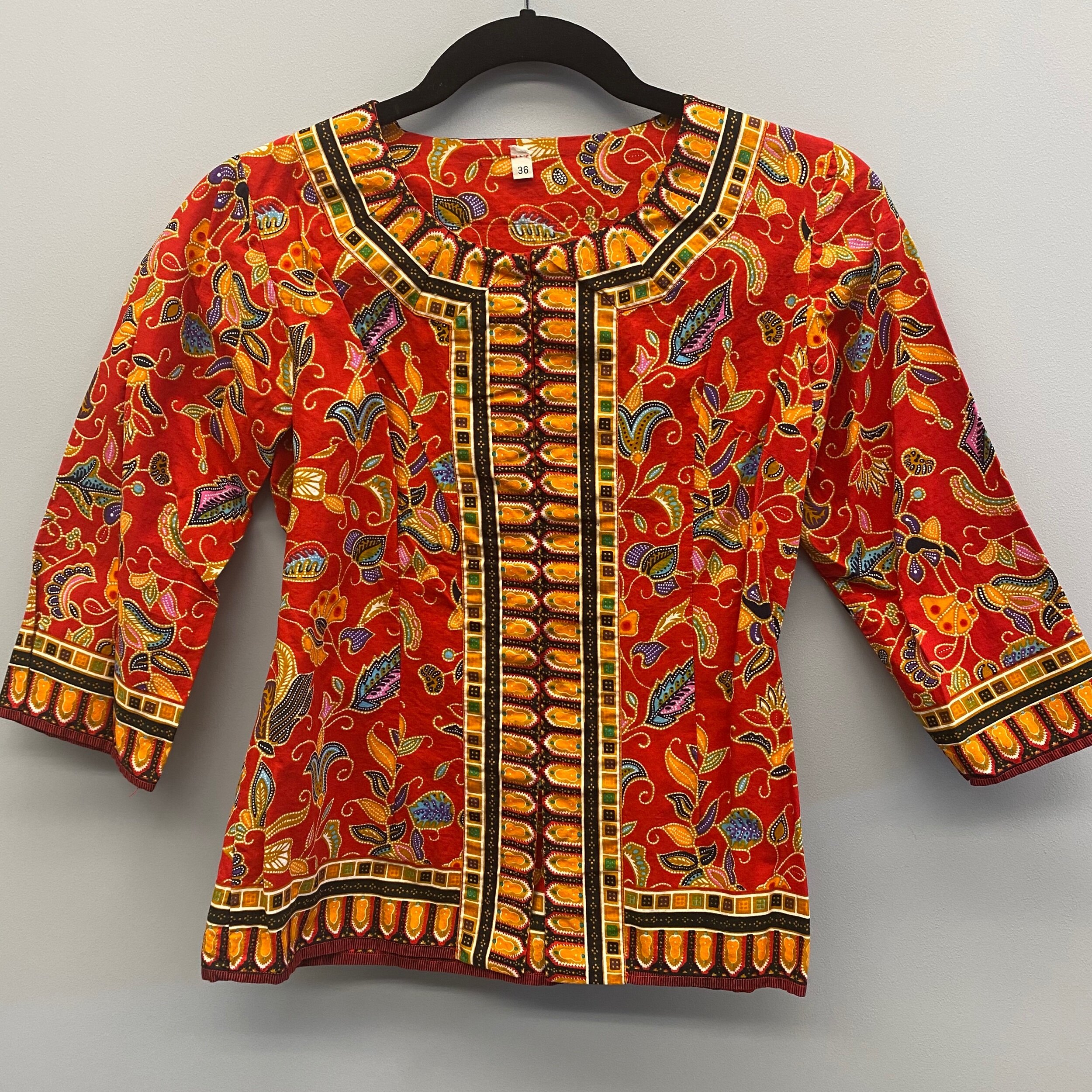80s Batik Top with Trim